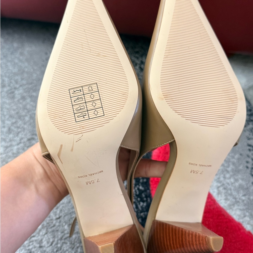 Michael Kors Tan Leather Pointed Slingback Mules - Picture 7 of 7